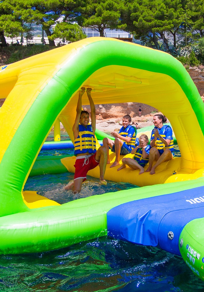 Inflatable park seen from Chanterenne Beach